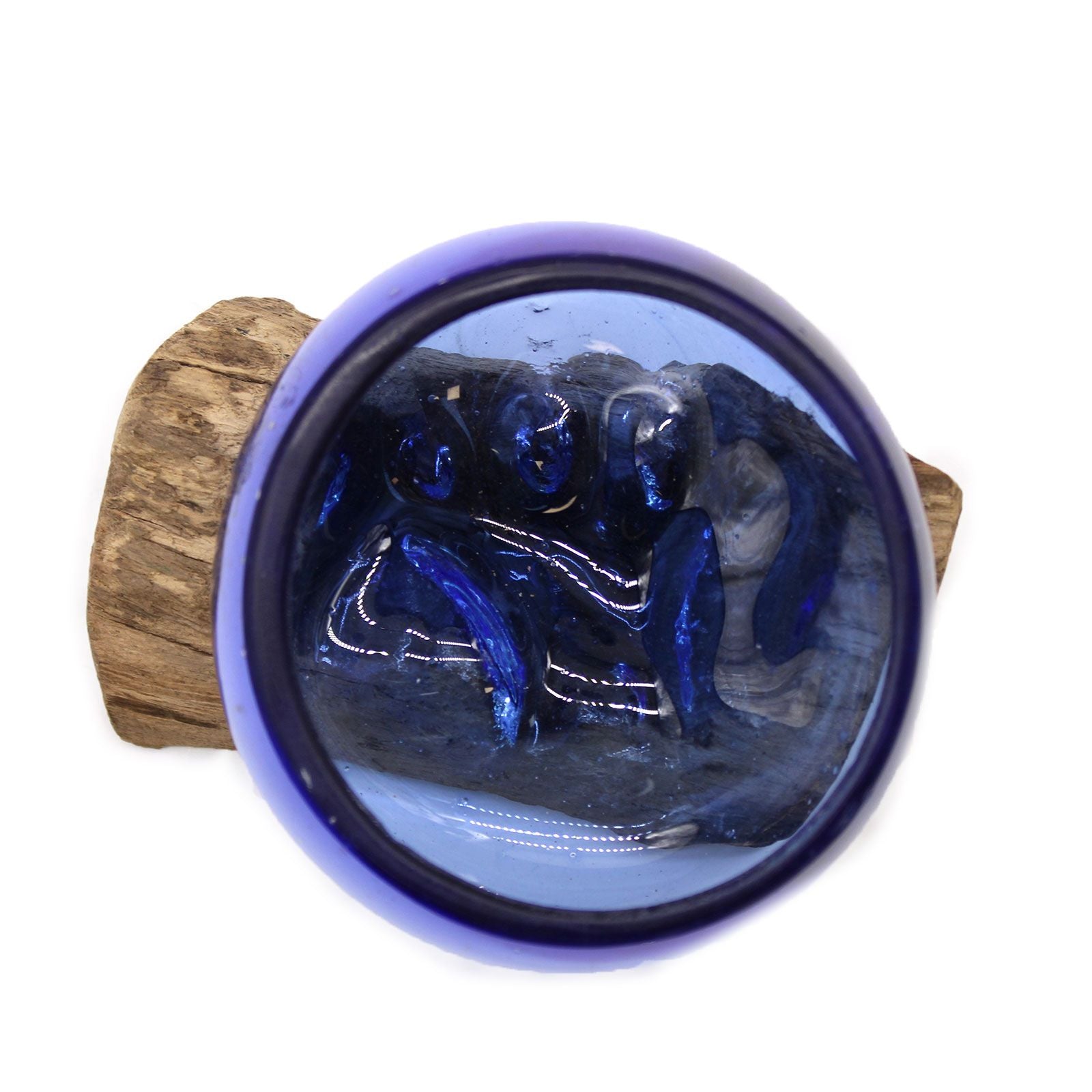 Molton Glass Mini Blue Bowl On Wood - Image 5