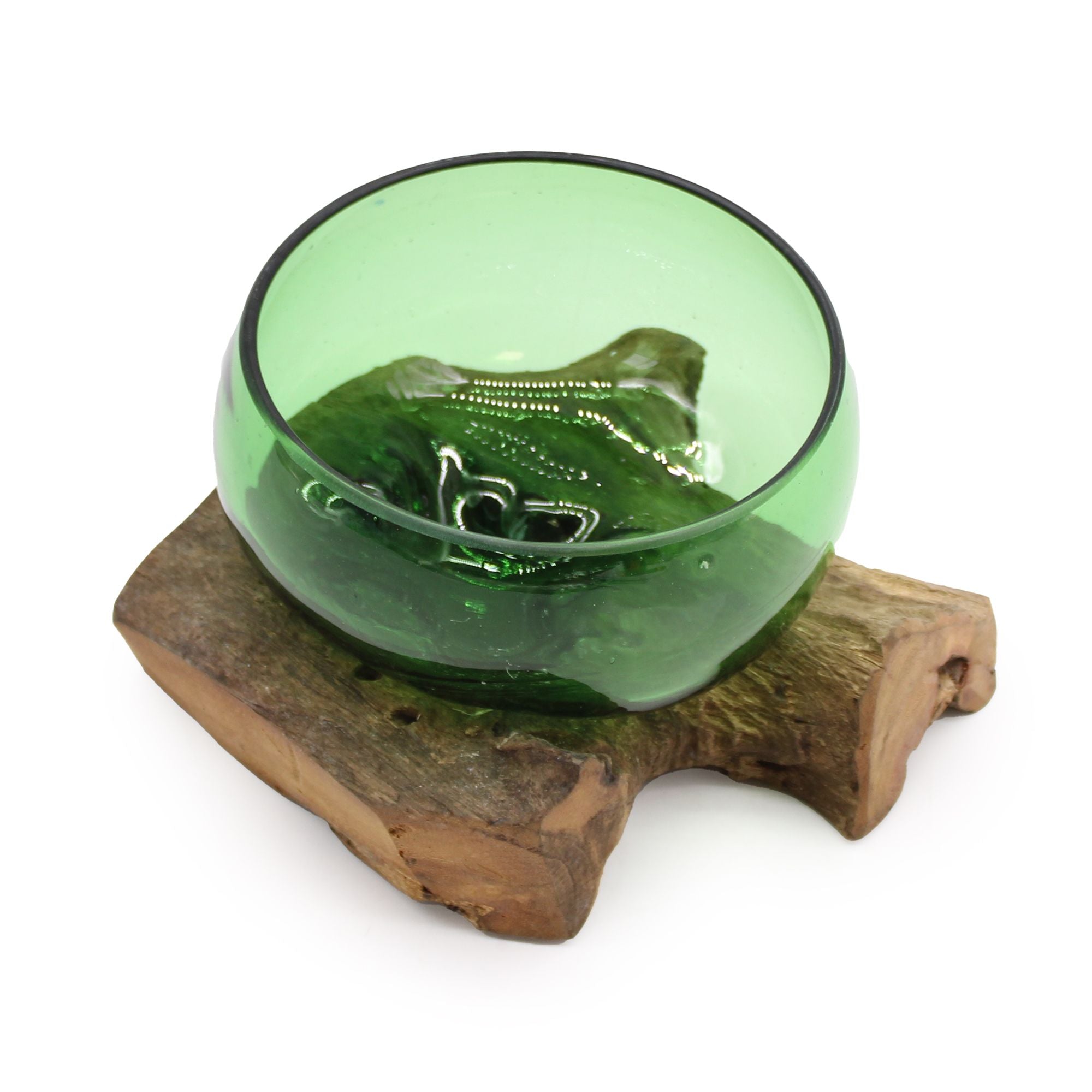 Recycled Beer Bottles - Wide Bowl On Wood - Image 2